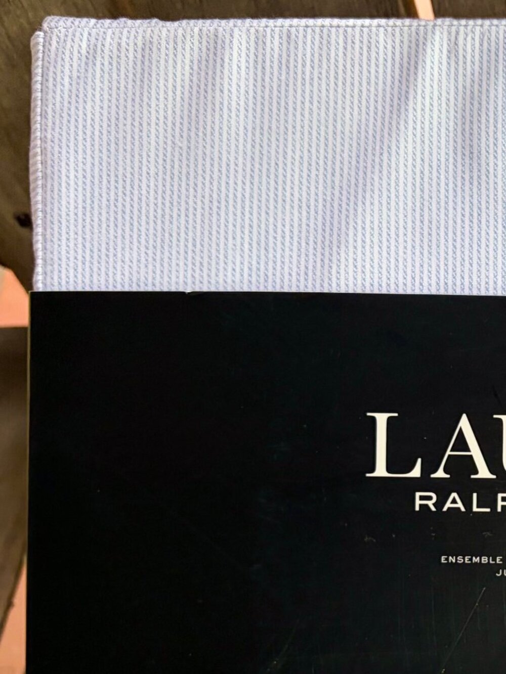 RALPH LAUREN Light Blue Oxford Pinstripe KING Size Crisp Cotton Sheet Set